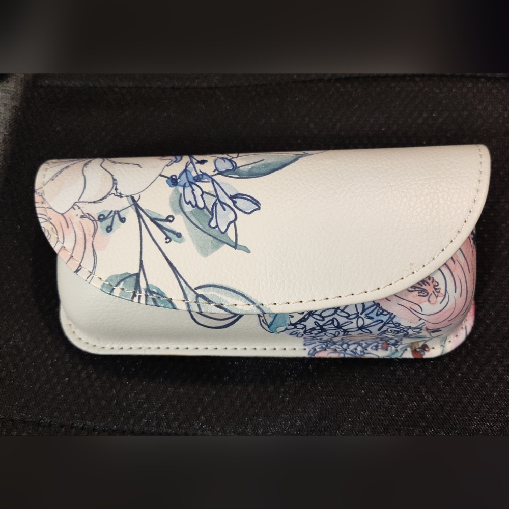 NEW! Tula XII White Clutch with Pink and Blue Floral Design